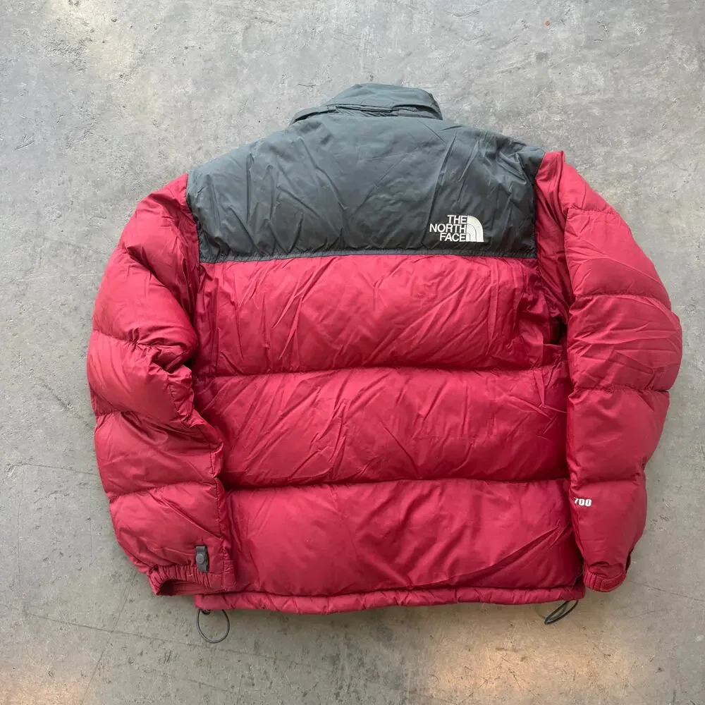 Vintage Y2k The North Face Retro Nuptse Red Black Down Fill Men's Medium Puffer